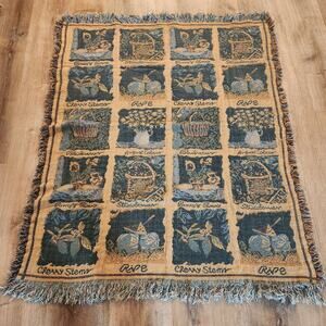 Vtg Cepelia Throw Gardening Plants Tapestry Blanket Floral Afghan Polish 44x54